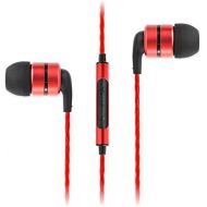 SoundMAGIC E80C in Ear Headphone with Mic, Wired Earbuds Sound Isolating Headphones with Remote for Audiophiles - Red