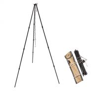 CAMPINGMOON 41.34-inch Height Portable Campfire Camping Tripod Black with Carrying Bag MS-105-BK