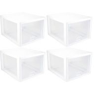 MRT SUPPLY 4 Pack 27-Quart Modular Stacking Storage Drawer Box Containers with Ebook