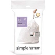 simplehuman Code Q Custom Fit Drawstring Trash Bags 50-65 Liter / 13-17 Gallon, White, 20 Count