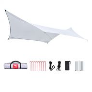 SHIJIANX Hammock Tent Tarp,Rain Fly Tent Tarp with Bracket,Silver Coated Polyester Taffeta Fabric,for Camping, Travel,Outdoor,Hammocks,3x5m