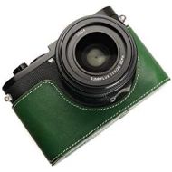 TP Original Handmade Genuine Real Leather Half Camera Case Bag Cover for Leica Q2 Green Color