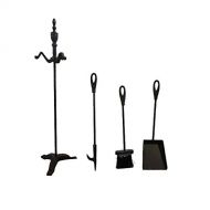 Xinxinchaoshi Fireplace Tool Set 4 Piece Durable Fireplace Tools Wrought Iron, Outdoor Indoor Fireplaces Hearth Tool Set with Pedestal Base Holder, Living Room Fire Set Small Home Decor Fireplac