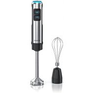 Arendo Hand blender 1200 watt stainless steel set including whisk attachment four wing knife puree rod continuous speed control turbo button removable mixing base G