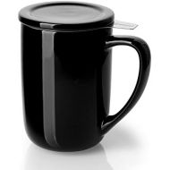 [아마존베스트]Sweese 203.112 Ceramic Tea Mug with Infuser and Lid, Single Cup Loose Tea Brewing System, Draw Your Own Design, 16 OZ, Black