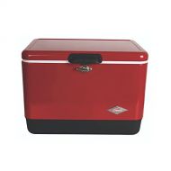 Coleman Cooler Steel Belted Cooler Keeps Ice Up to 4 Days 54 Quart Cooler for Camping, BBQs, Tailgating & Outdoor Activities
