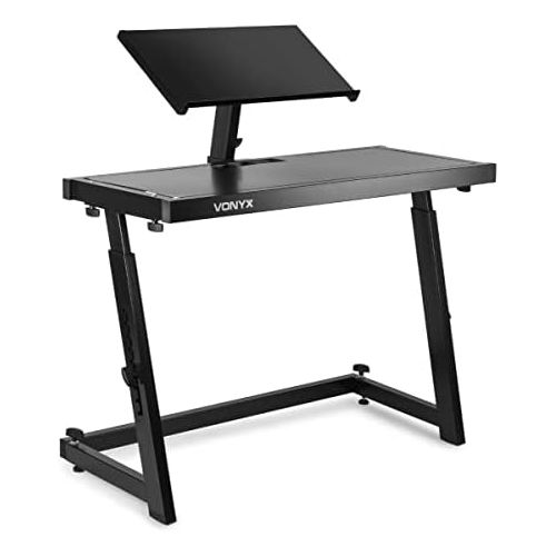  [아마존베스트]Vonyx DS20 DJ Desk Equipment Stand Laptop Stand Portable Mixer Height Adjustable Table Top Adjustable Feet Black