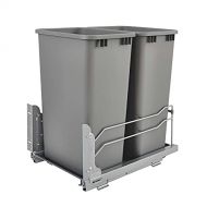 Rev-A-Shelf 53WC-2150SCDM-217 Double 50-Quart Undermount Kitchen Cabinet Pullout Waste Containers with Soft Close, Gray
