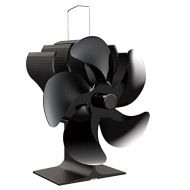 WASX 122°F Start Silent Heat Powered Fireplace Fan 5 Blade Black for Gas/Pellet/Wood/Log Burning Stoves