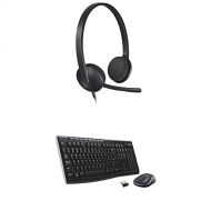 Logitech USB Headset H340, Stereo, USB Headset for Windows and Mac - Black & MK270 Wireless Keyboard and Mouse Combo - Keyboard and Mouse Included, Long Battery Life
