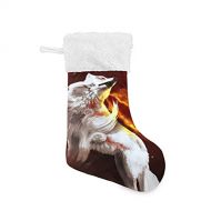xigua Christmas Stockings,Fire Wolf Big Xmas Stockings Gift Decorations and Party Supplies, Used for Fireplace Decoration Socks 2PCS