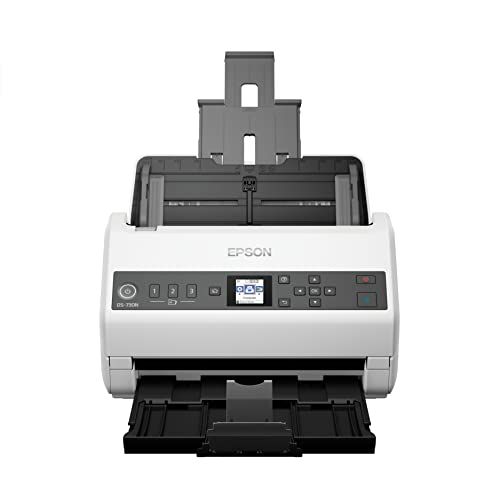 엡손 Epson DS-730N Network Color Document Scanner, 100-page Auto Document Feeder (ADF), Duplex Scanning