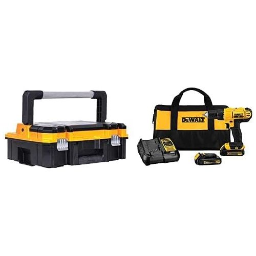  Dewalt DCD771C2 20V MAX Cordless Lithium-Ion 1/2 inch Compact Drill Driver Kit with TSTAK I Long Handle Toolbox Organizer