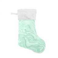 xigua 1 Pack Christmas Stocking, Abstract Marble Mint Green Xmas Stockings Fireplace Decoration Hanging Ornament 17.7 Inch