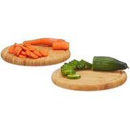 [아마존베스트]Relaxdays Breakfast Board Round in Set, Bamboo 30 cm Kitchen Board, Easy-Care, Natural, Kind To Knives