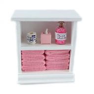 Town Square Miniatures Dolls House Miniature Furniture Small Shelf Unit & Pink Bathroom Accessories