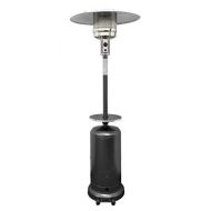 Hiland HLDS01-WCBT 48,000 BTU Propane Patio Heater w/Wheels and Table, Large, Hammered Silver