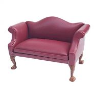 Fancyes 1:12 Dollhouse Miniature Vintage Retro PU Leather Sofa Chair Furniture for Living for Dolls House Room Bed Room Action Figures - Red Love Seat