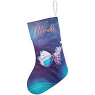 Eiis White Blue Butterfly Lavender Personalized Christmas Stockings Holders Fireplace Hanging Family Xmas Decoration Holiday Season Party