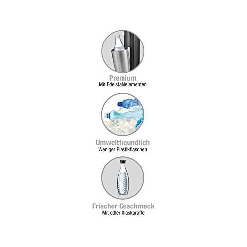 소다스트림 SodaStream Crystal 2.0 Wassersprudler-Set Promopack mit CO2-Zylinder, 2x Glaskaraffen, 2x Trinkglasern, 6x Sirupproben, titan