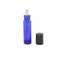HS HEALTHY SOLUTIONS GLASSWARE USA 144 - 10ml COBALT BLUE Glass Roll On THICK Bottles (144) with Stainless Steel Roller Balls - Refillable Aromatherapy Essential Oil Roll On (144)