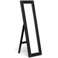 Baxton Studio McLean Dark Brown Modern Mirror with Built-in Stand