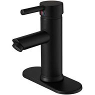Greenspring Black Bathroom Faucet Farmhouse Single Handle Lavatory Basin Vanity Sink Faucet with Supply Line Lead-Free