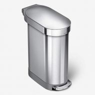 simplehuman 45 Liter / 12 Gallon Slim Hands-Free, Brushed Stainless Steel Kitchen Step Trash Can with Liner Rim