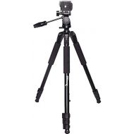 Ultimaxx 80 Inch 4 Section Lightweight Portable Bubble Level 3-Way Pan Head with Tilt Motion Professional Tripod Stand (Black) with Convenient Carrying Bag for All DSLR Cameras and