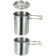 DZRZVD Camping Cups and Mugs Pot 2Pcs -304 Food Grade Stainless Steel - Outdoor Cookware Set with Vented Lid -33oz Big+24oz Small for Backpacking Picnic Hiking
