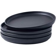 [아마존베스트]Bruntmor Set of 4 Elegant Matte 8 Round Ceramic Restaurant Serving Dinner Plates, Black