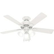 Hunter Fan Company Hunter Swanson Indoor Ceiling Fan with LED Lights and Pull Chain Control, 44, Fresh White