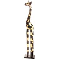 Ciffre 30cm Holz Giraffe Holzgiraffe Deko Afrika Style Handarbeit Fair Trade Natur Farbe + Gluecksbringer Armband