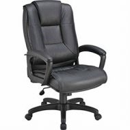 Global Industrial High Back Office Chair, Leather Upholstery, Black