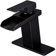 BWE Oil Rubbed Bronze Waterfall Bathroom Faucet Single Handle One Hole Deck Mount Lavatory