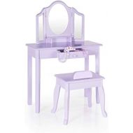 Guidecraft Vanity and Stool  Lavender: Childrens Table and Chair Set with 3 Mirrors and Makeup Drawer Storage - Kids Room Furniture