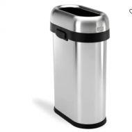 simplehuman Brass 60 Liter / 15.9 Gallon Large Semi-Round Open Top Trash Can, Commercial Grade Heavy Gauge Stainless Steel