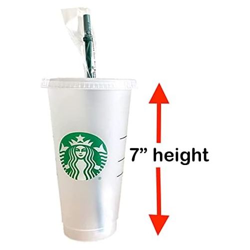 스타벅스 [아마존베스트]Starbucks Reusable 3 Hard Plastic Venti 24 oz Frosted Ice Cold Drink Cup With Lid and Green Straw w/Stopper