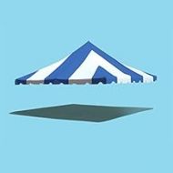 Tent and Table 20-Foot X 20-Foot One Piece Pole Tent Top Blue/White Heavy Duty 16-Ounce Thick Blockout Vinyl Fabric Tent Frame Not Included