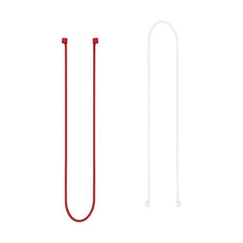  [아마존베스트]LIKDAY 2 Packs AirPods Holding Strap, Airpods Strap, Air Pods Cable Management Wire Cable Connector Band for Airpods (Red+White)