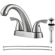 PARLOS 2-Handle Bathroom Sink Faucet with Drain Assembly and Supply Hose Lead-Free cUPC Lavatory Faucet Mixer Double Handle Tap Deck Mounted Brushed Nickel,13598