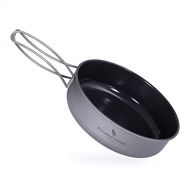 Boundless Voyage Titanium Non-Stick Pan with Folding Handle Ceramic Coating Frying Pan Outdoor for Camping Picnic Hiking BBQ Cookware A-Ti2062C