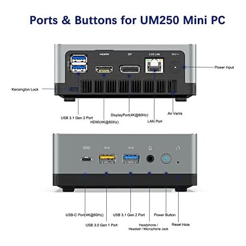  [아마존베스트]MINIS FORUM Mini PC, AMD Ryzen 5 PRO 2500U Quad Core Upgrade 16GB DDR4 / 256GB SSD Mini Desktop Computer with Windows 10 Pro, HDMI DP and USB C Port, BT 5.1