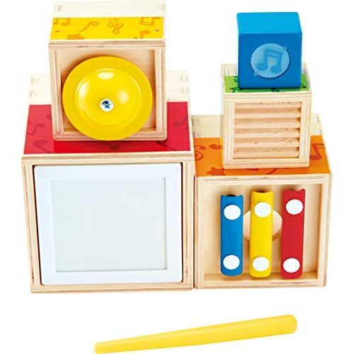 ODYSSEY Hape Stacking Music Set Colorful 6 Piece Musical Box Toy, Wooden Set for Kids 18 Months+, L: 4.9, W: 4.9, H: 5.5 inch