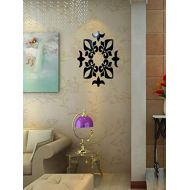 Jeash Creative Abstract Acrylic Mirror Stickers Decorative Wall Stickers Bathroom Bedroom Living Room Ceiling Decorative Stickers TV Background Home Decoration (Black, 300300mm)