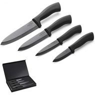 [아마존베스트]SILBERTHAL Ceramic Knife Set Black - 4 Ceramic Kitchen Knives in Elegant Gift Packaging
