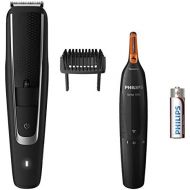 Philips BEARDTRIMMER Series 5000 BT5503/85 Black Silver Rechargeable Hair Trimmer and Shaver Razor (Black, Silver, 0.4 mm, 2 cm, Stainless Steel, 60 min, AA)