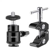 Neewer Upgraded Super Clamp with Mini Ball Head Mount with 1/4 Screw and Cold Shoe Mount Adapter for LCD Field Monitor, Flash, Microphone, LED Light, Light Stand, Load up to 3.3lb/
