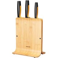 [아마존베스트]Fiskars Bamboo Design Knife Block with 3 Knives, Functional Shape, Including Vegetable Knife, Santoku Chefs Knife and Chefs Knife, Plastic, Bamboo, 1057553