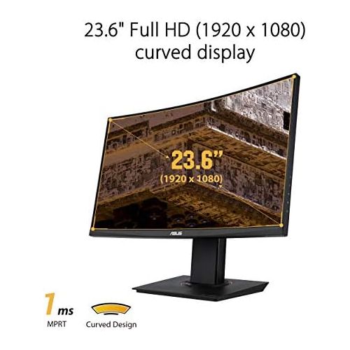 아수스 [아마존베스트]ASUS TUF Gaming VG24VQ Curved Monitor 60 cm (23.6 Inch) Full HD 144 Hz 1ms Response Time FreeSync Shadow Boost HDMI DisplayPort